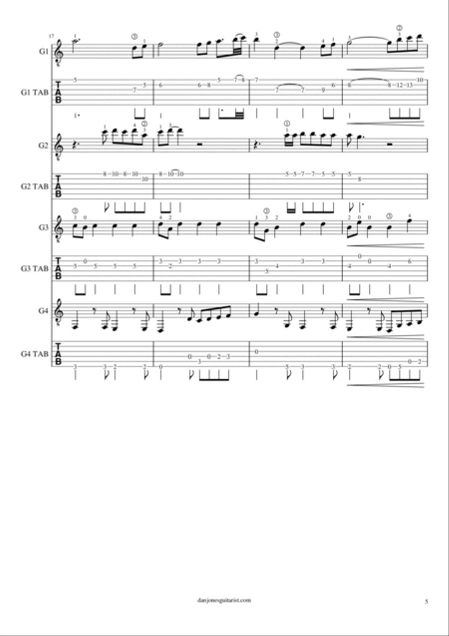 A Whiter Shade Of Pale Guitar Ensemble scores gallery preview page 6