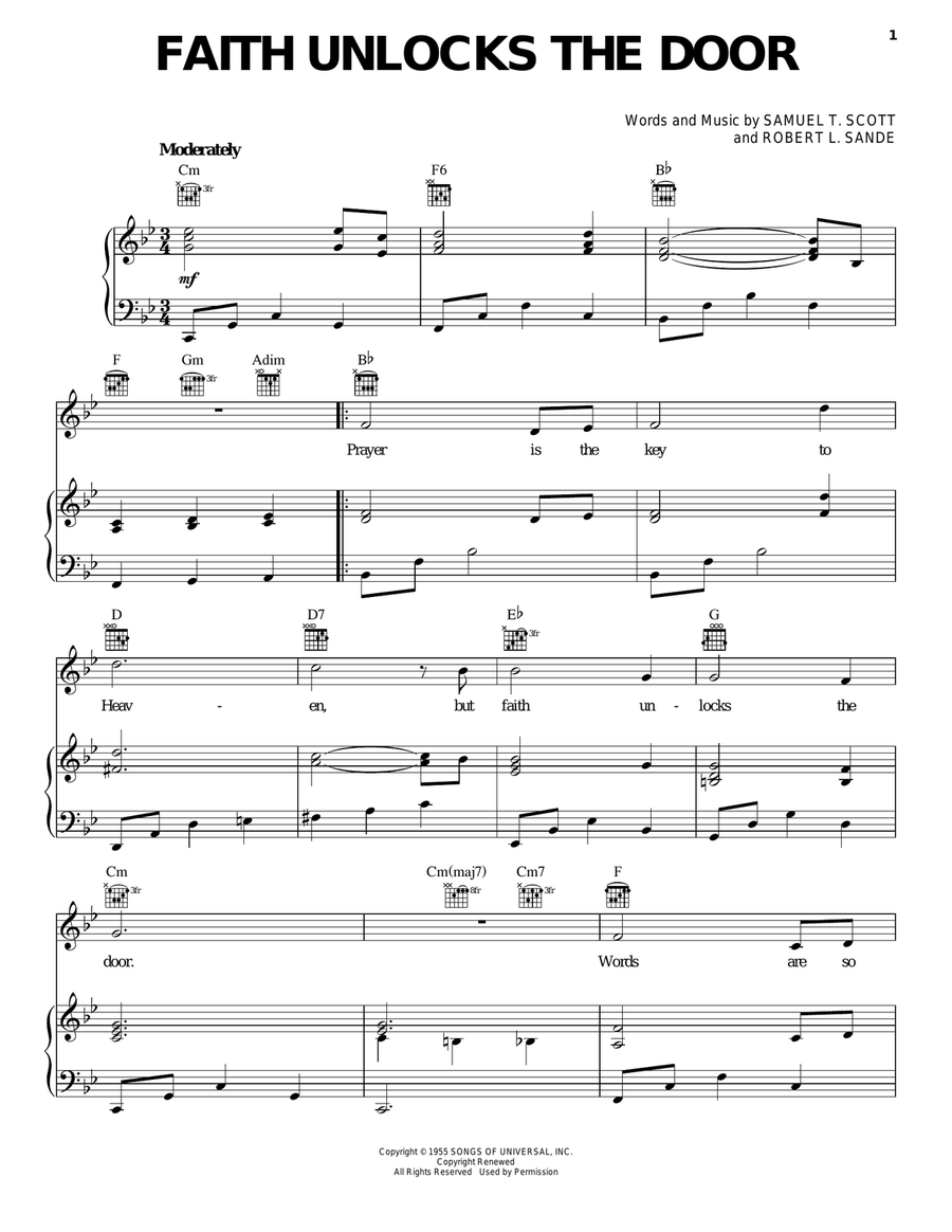 Faith Unlocks The Door Faith Unlocks The Door Piano, Vocal, Guitar scores gallery preview page 1