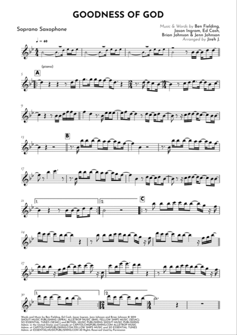 Goodness Of God Soprano Saxophone scores gallery preview page 2