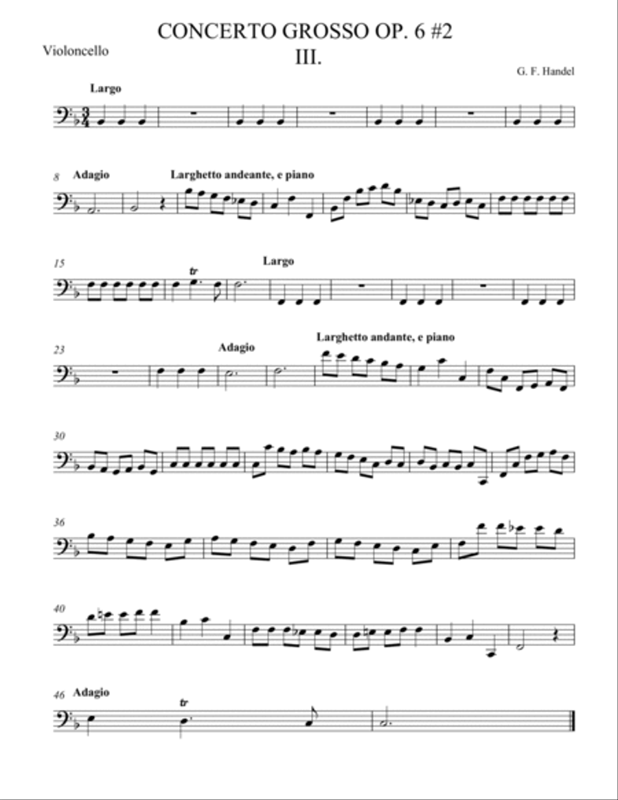 Concerto Grosso Op. 6 #2 Movement III String Orchestra scores gallery preview page 2