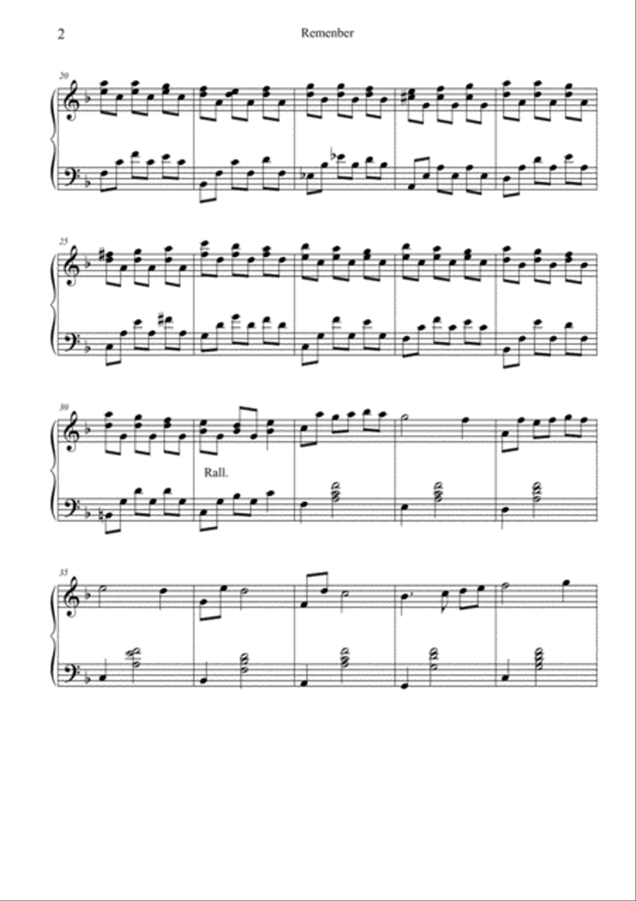 Remember Piano Solo scores gallery preview page 2