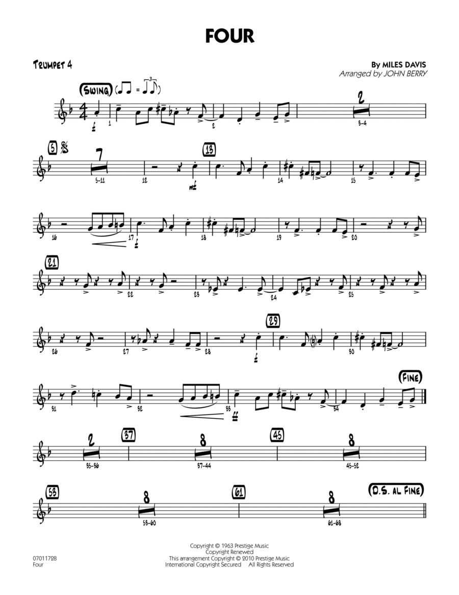 Four - Trumpet 4 Four - Trumpet 4 Trumpet scores gallery preview page 1