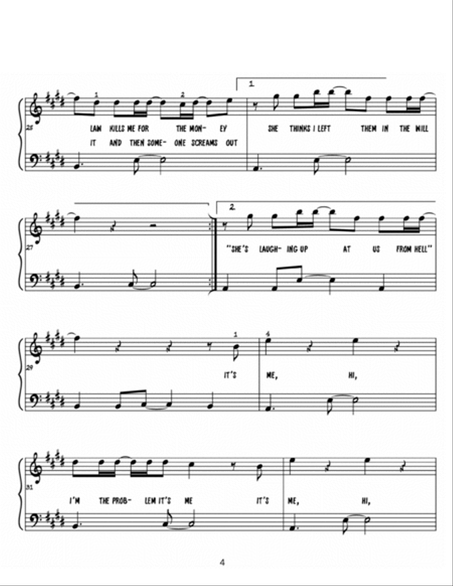 Anti-Hero Anti-Hero Piano Solo scores gallery preview page 4