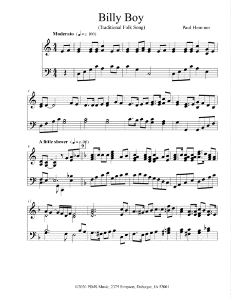 Variations on Billy Boy - solo piano image number null
