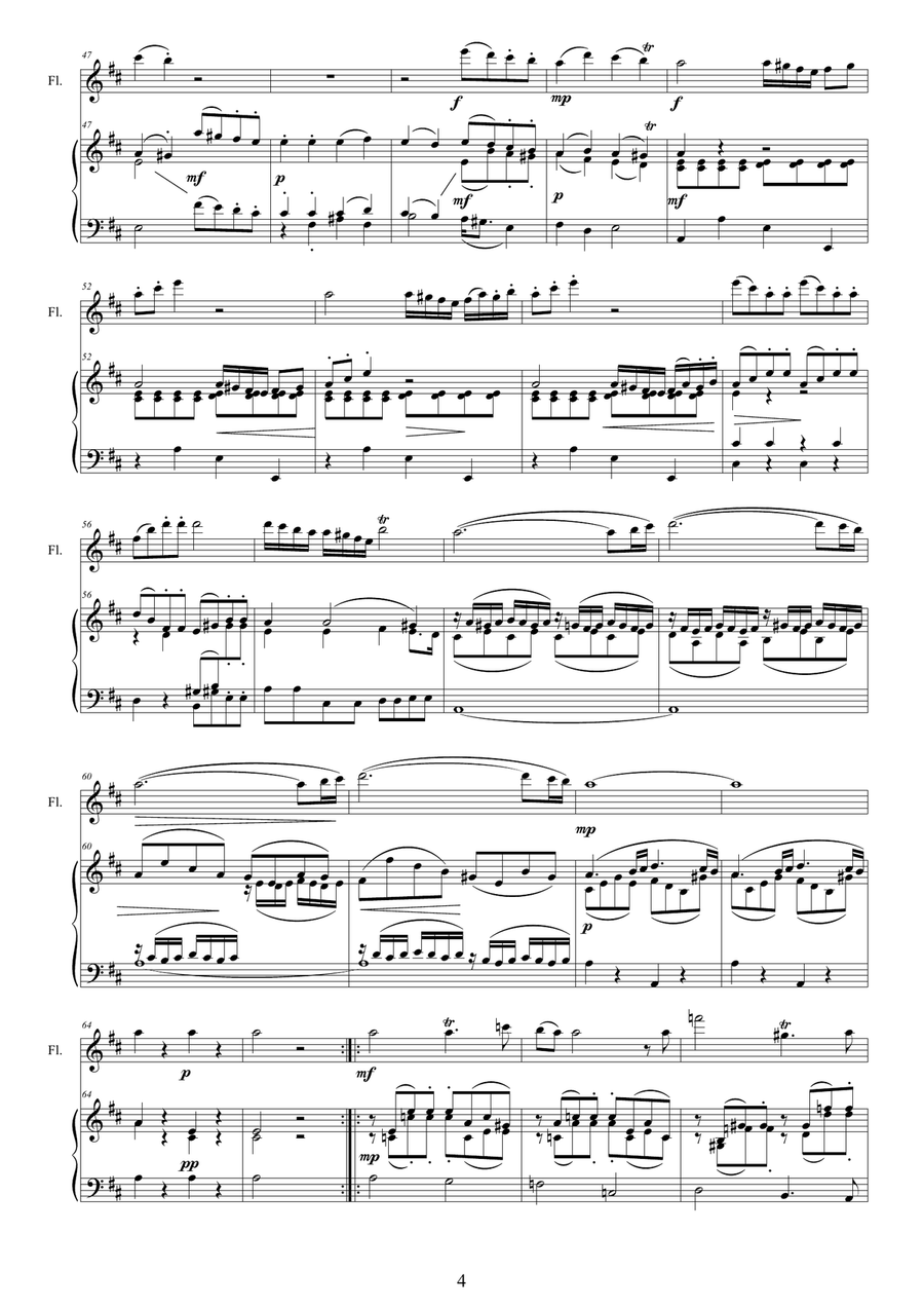 Mozart - Flute quartet in D major K.285 - Version for Flute and piano Flute Solo scores gallery preview page 4