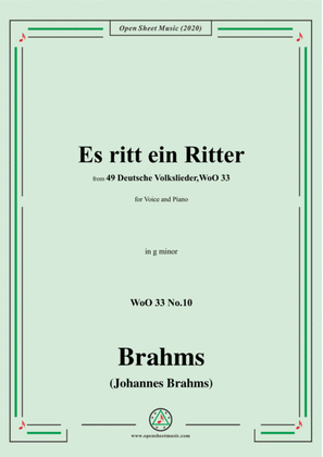 Book cover for Brahms-Es ritt ein Ritter,WoO 33 No.10,in g minor,for Voice and Piano