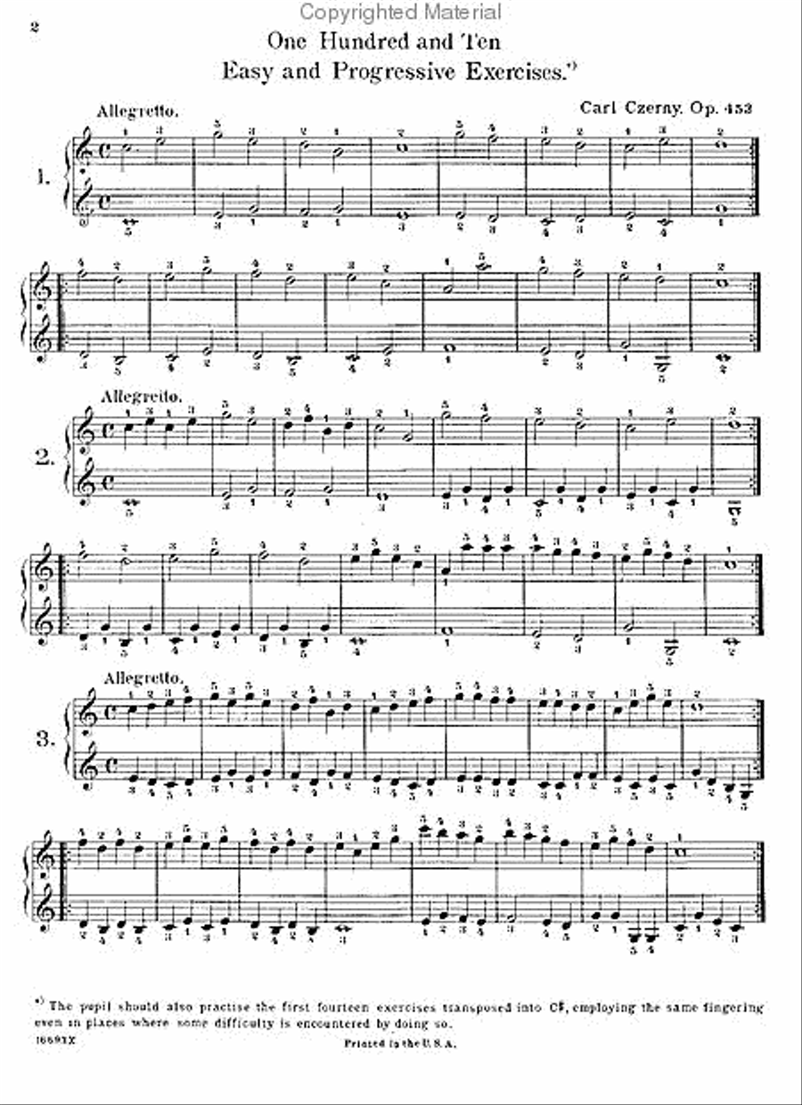 110 Easy and Progressive Exercises, Op. 453