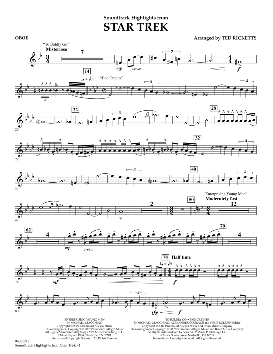 Star Trek - Soundtrack Highlights - Oboe Oboe scores gallery preview page 1