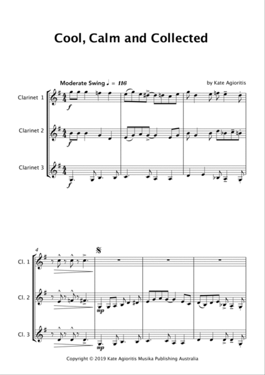 Cool, Calm and Collected - Clarinet Trio Clarinet Trio scores gallery preview page 5
