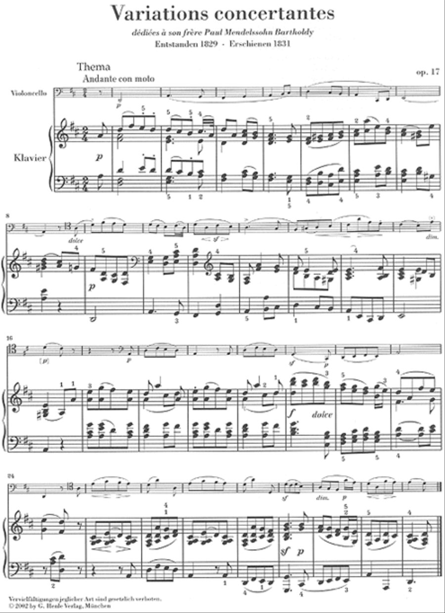 Variations Op. 17 and Other Pieces for Piano and Violoncello