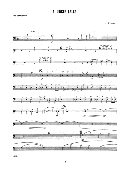 Ten Christmas Carols For Trombone Quintet - 3rd Trombone