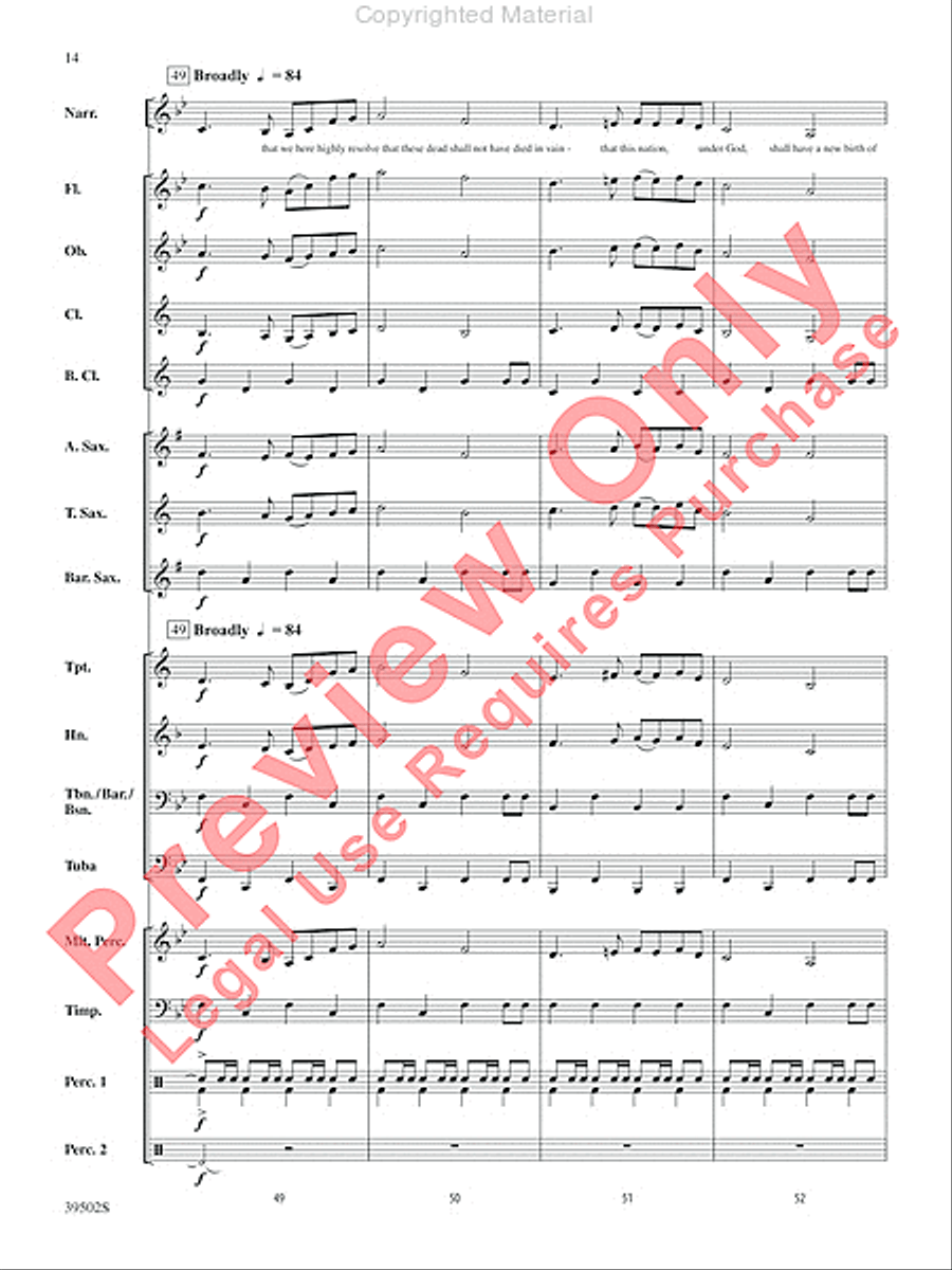 The Gettysburg Address Concert Band scores gallery preview page 15