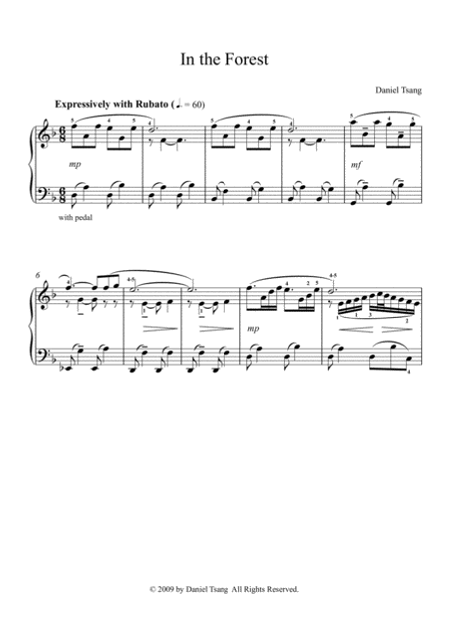 In the Forest Piano Solo scores gallery preview page 1