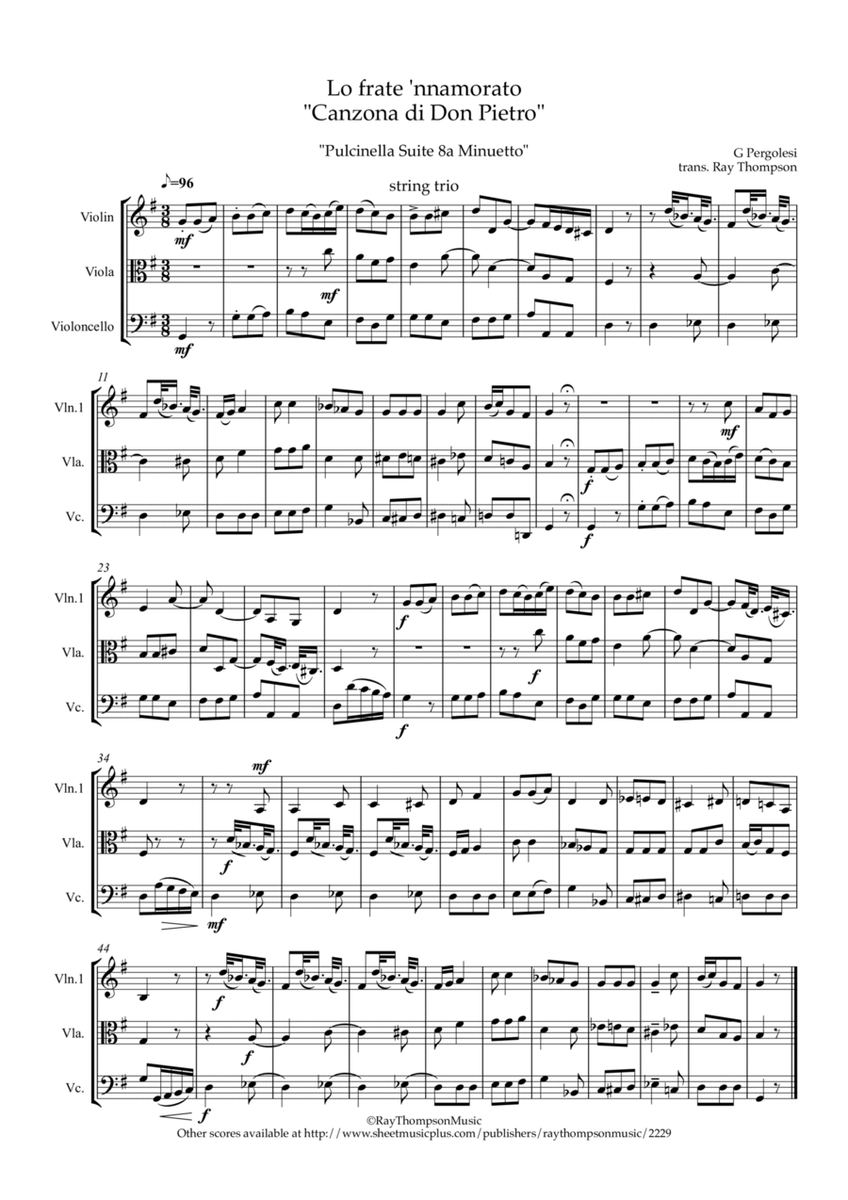 Pergolesi: Puplilette, fiammette d’amore” (Pulcinella Suite - Minuetto) - string trio image number null