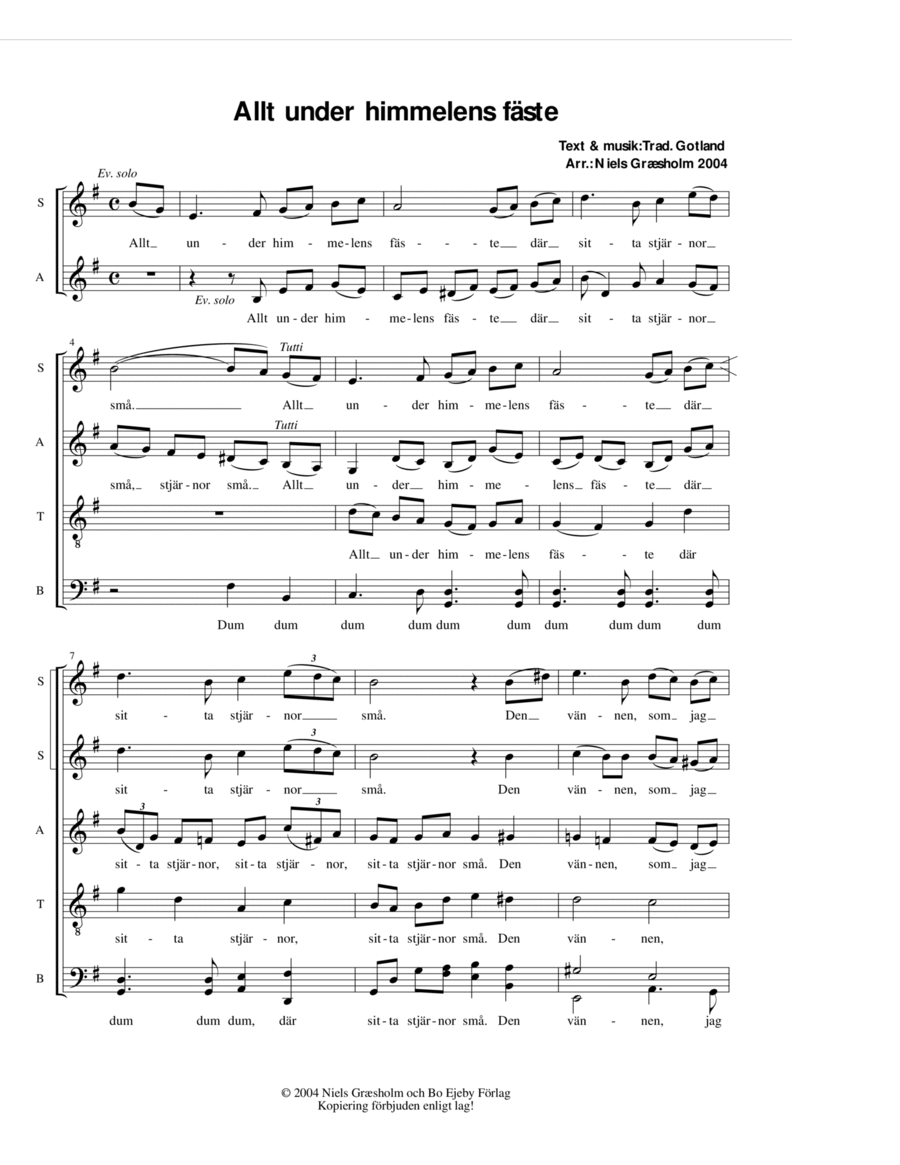 Allt under himmelens fäste Divisi scores gallery preview page 1
