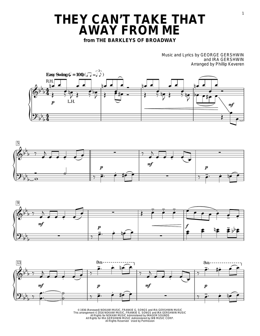 They Can't Take That Away From Me (arr. Phillip Keveren) Piano Solo scores gallery preview page 1