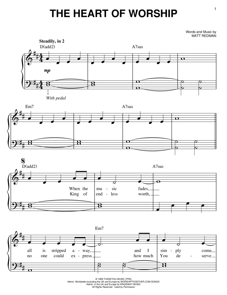 The Heart Of Worship Easy Piano scores gallery preview page 1
