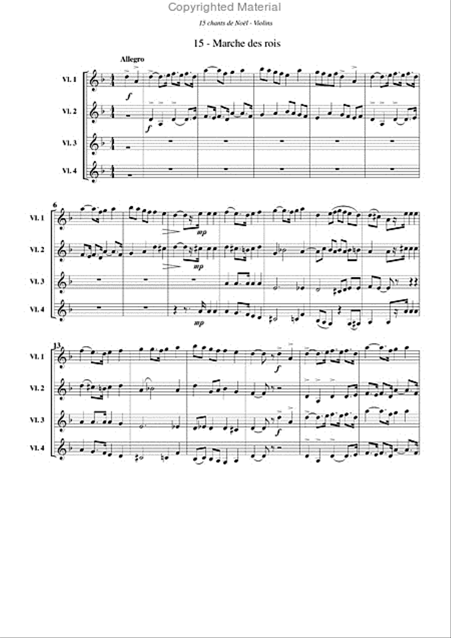 Chants de Noël (15), pour violon Violin scores gallery preview page 16