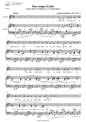 Book cover for Von ewiger Liebe, Op. 43 No. 1 (Original key. B minor)