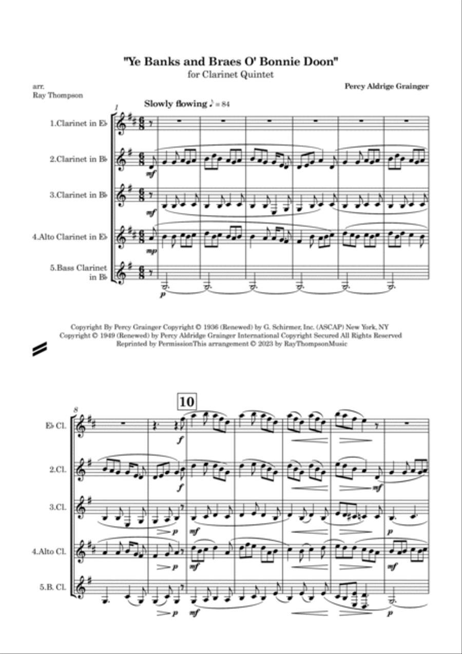 Ye Banks And Braes O'bonnie Doon Clarinet Quintet scores gallery preview page 3
