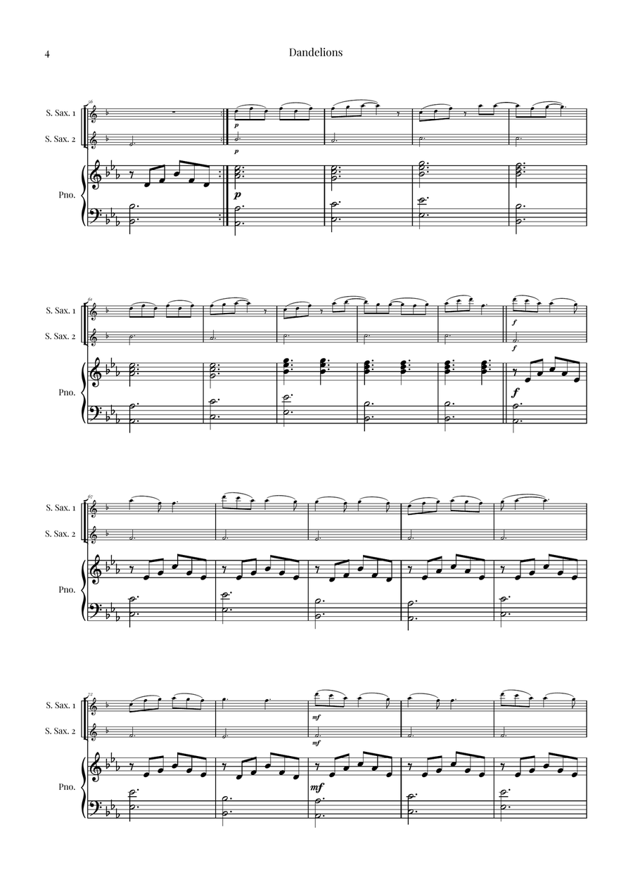 Dandelions Woodwind Duet scores gallery preview page 4