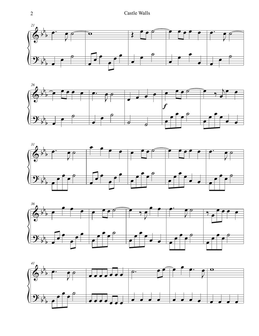 Castle Walls Easy Piano scores gallery preview page 2