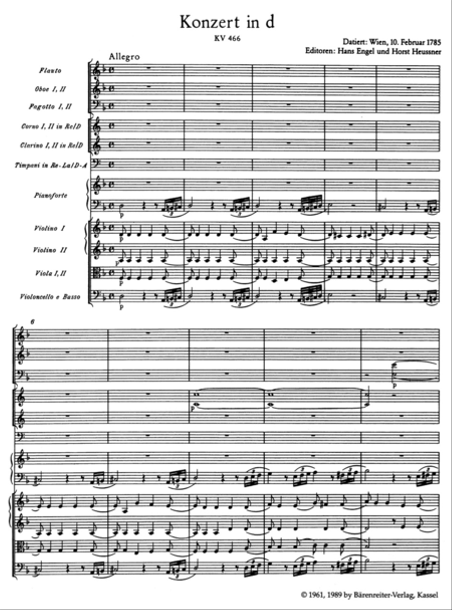 Concerto for Piano and Orchestra, No. 20 d minor, KV 466 Orchestra scores gallery preview page 2