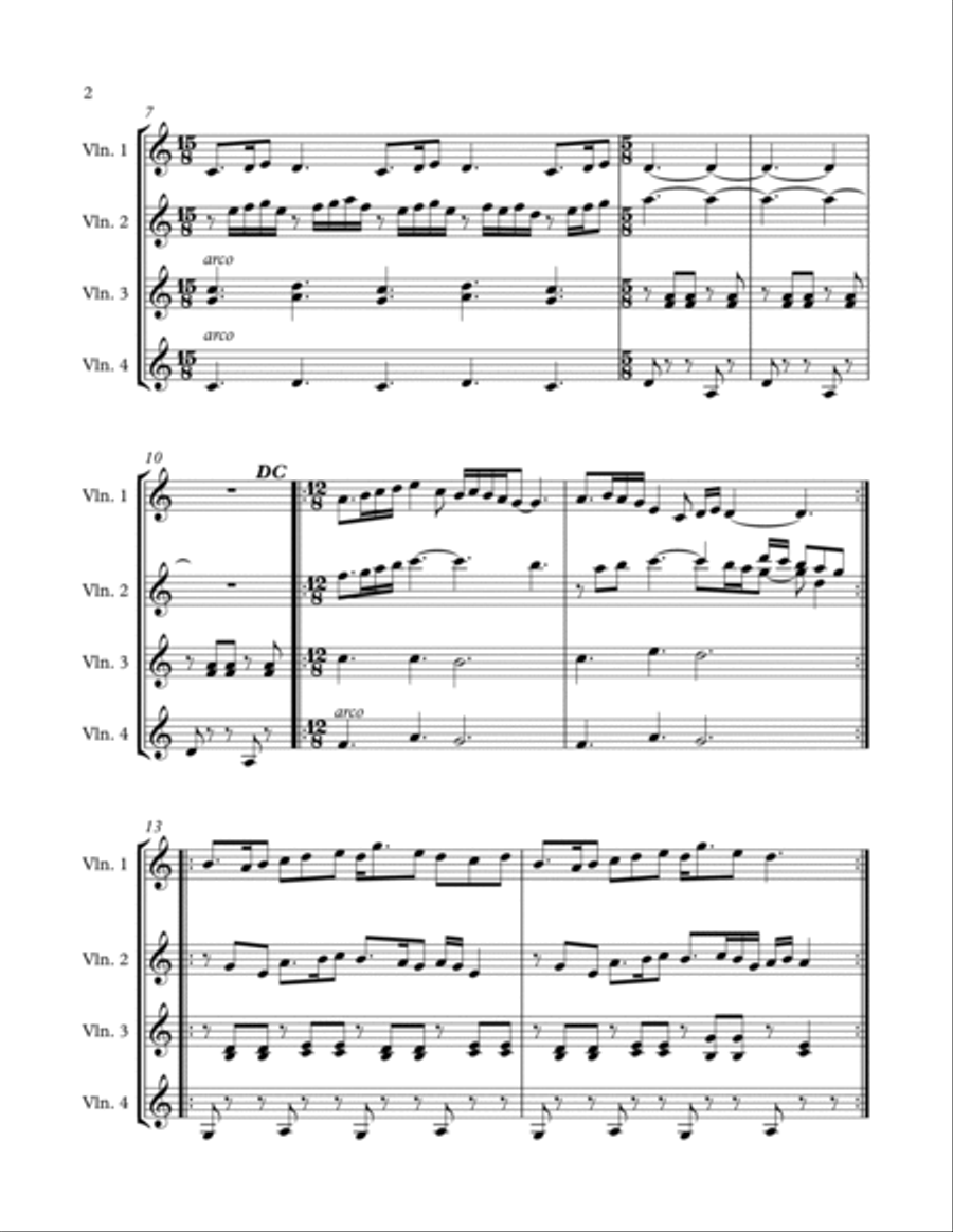 Quidnunc for four violins String Quartet scores gallery preview page 2