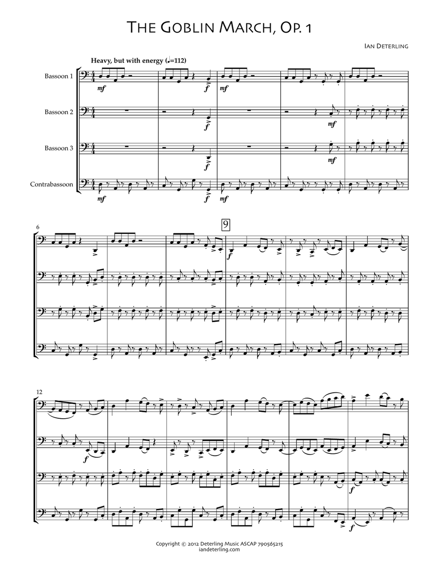 The Goblin March (for bassoon quartet) Bassoon Quartet scores gallery preview page 5