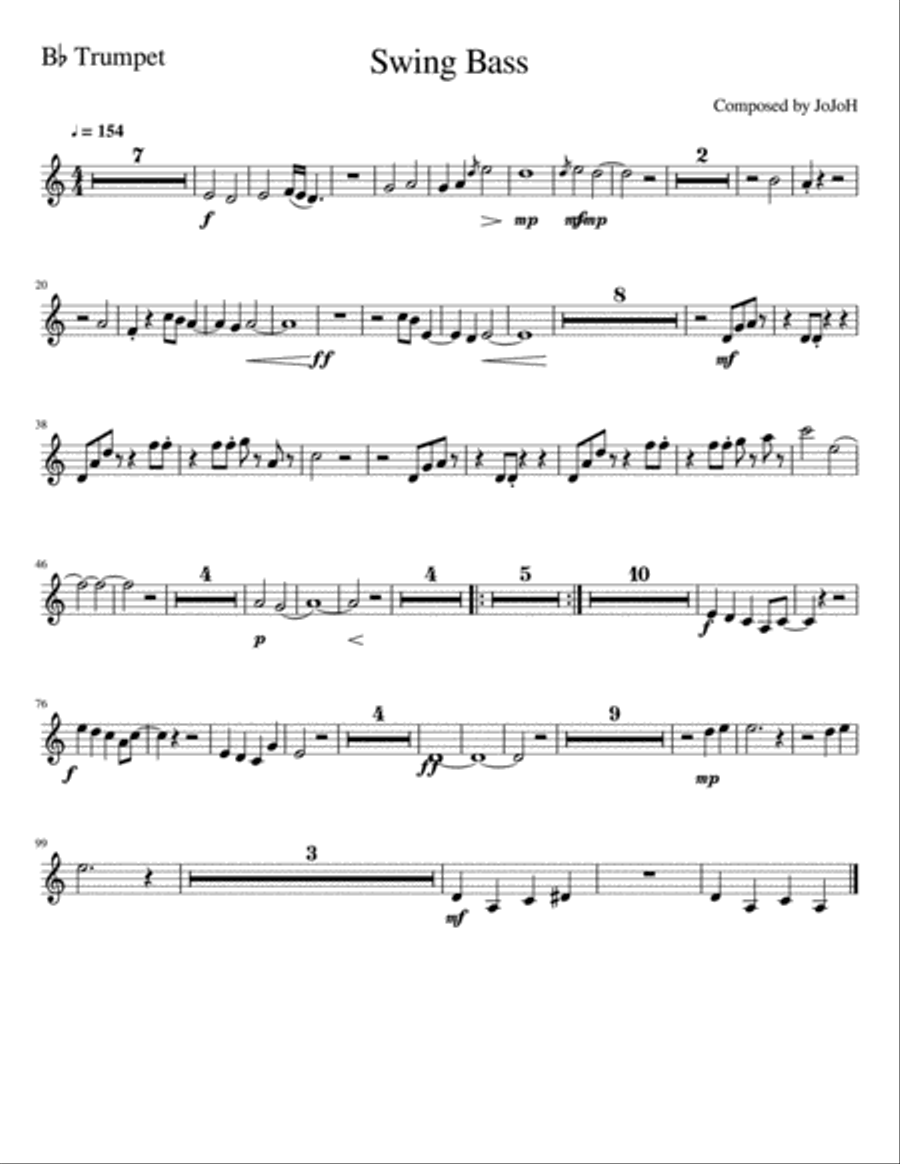 Swing Bass - Bb Trumpet Jazz Ensemble scores gallery preview page 1