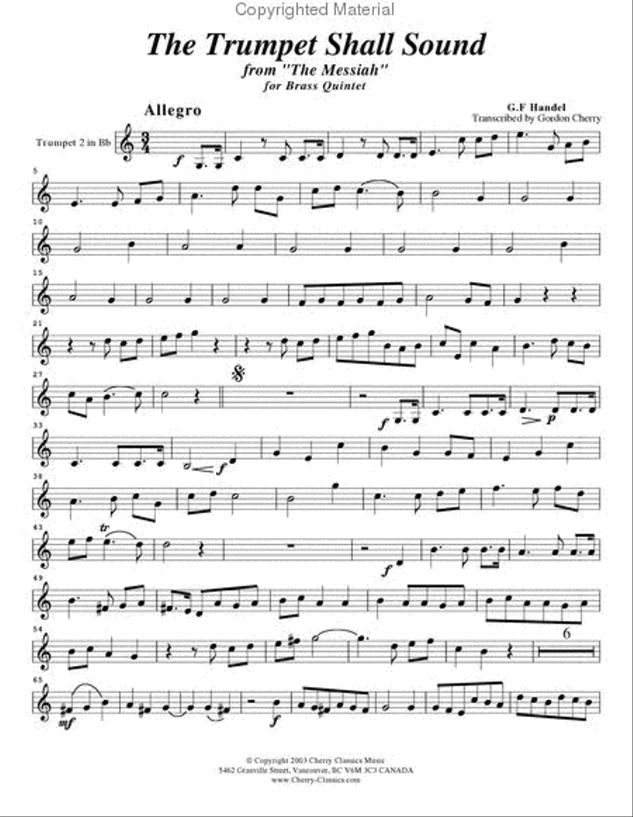 Trumpet Shall Sound in the key of D for Brass Quintet Brass Quintet scores gallery preview page 9