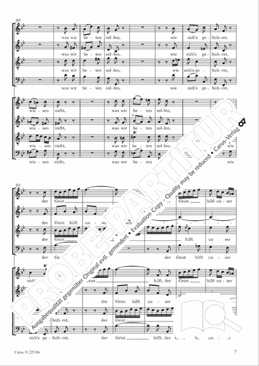 The Spirit makes our weakness strong (Der Geist hilft unser Schwachheit auf) 4-Part scores gallery preview page 8