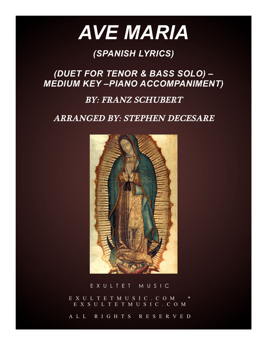 Ave Maria (Spanish Lyrics - Duet for Tenor & Bass Solo - Medium Key - Piano) Bass Voice scores gallery preview page 1