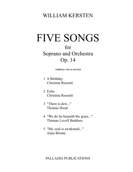 Five Songs for Soprano and Orchestra image number null