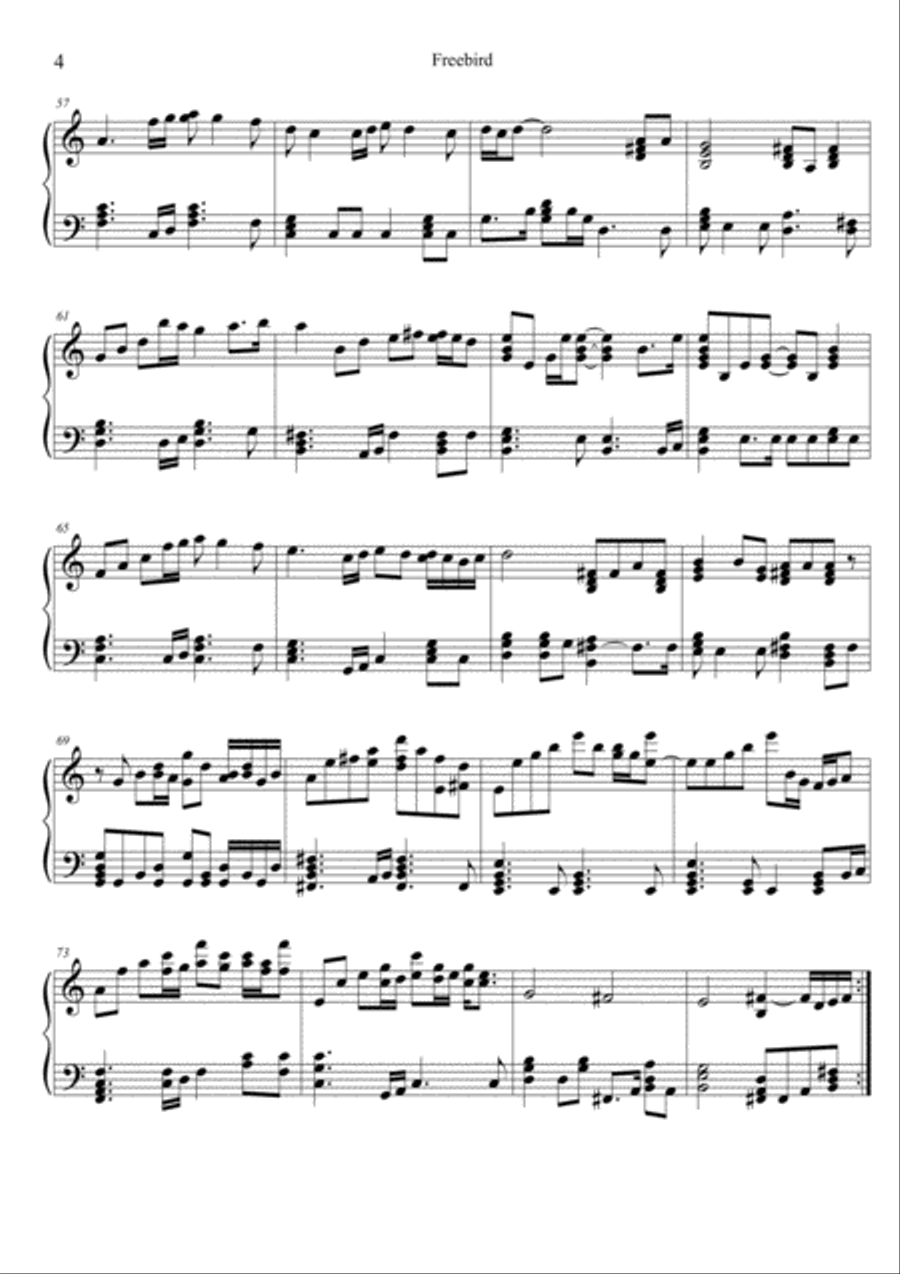 Free Bird Piano Solo scores gallery preview page 5