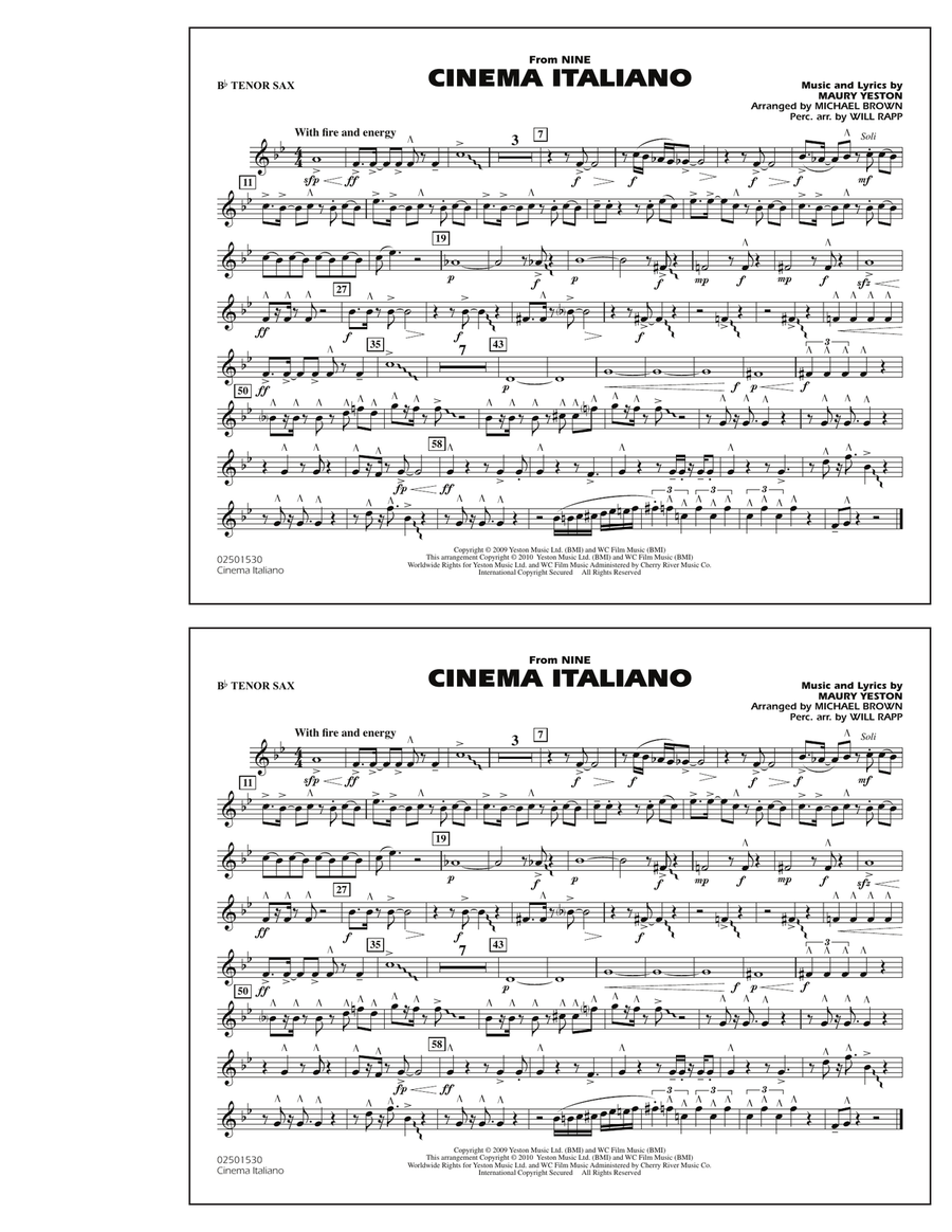 Cinema Italiano (from Nine) - Bb Tenor Sax Marching Band scores gallery preview page 1