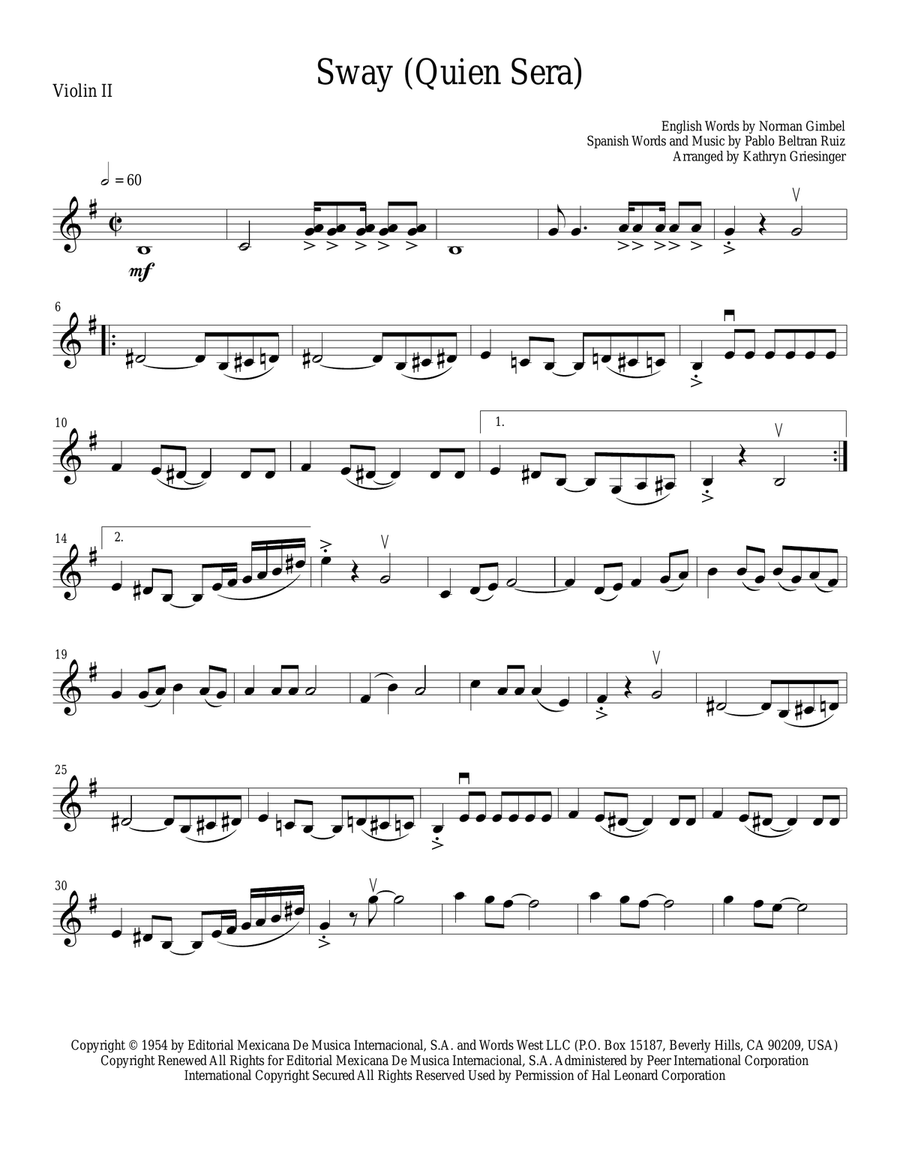 Sway (Quien Sera) String Quartet scores gallery preview page 3