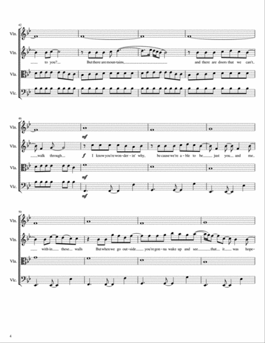 Rewrite The Stars Rewrite The Stars String Quartet scores gallery preview page 4