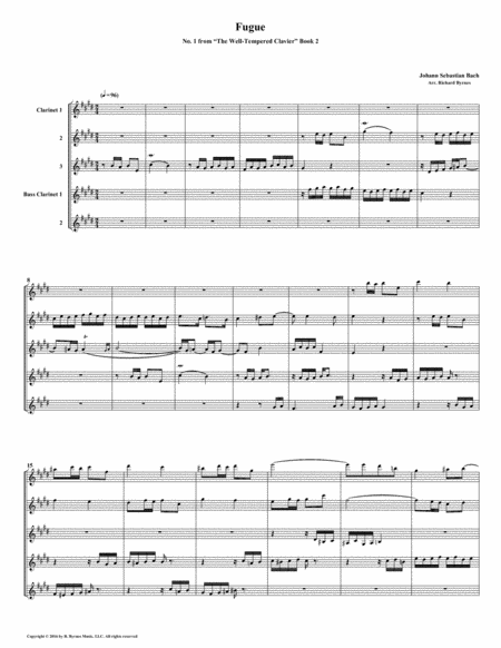 Fugue 01 from Well-Tempered Clavier, Book 2 (Clarinet Quintet) image number null