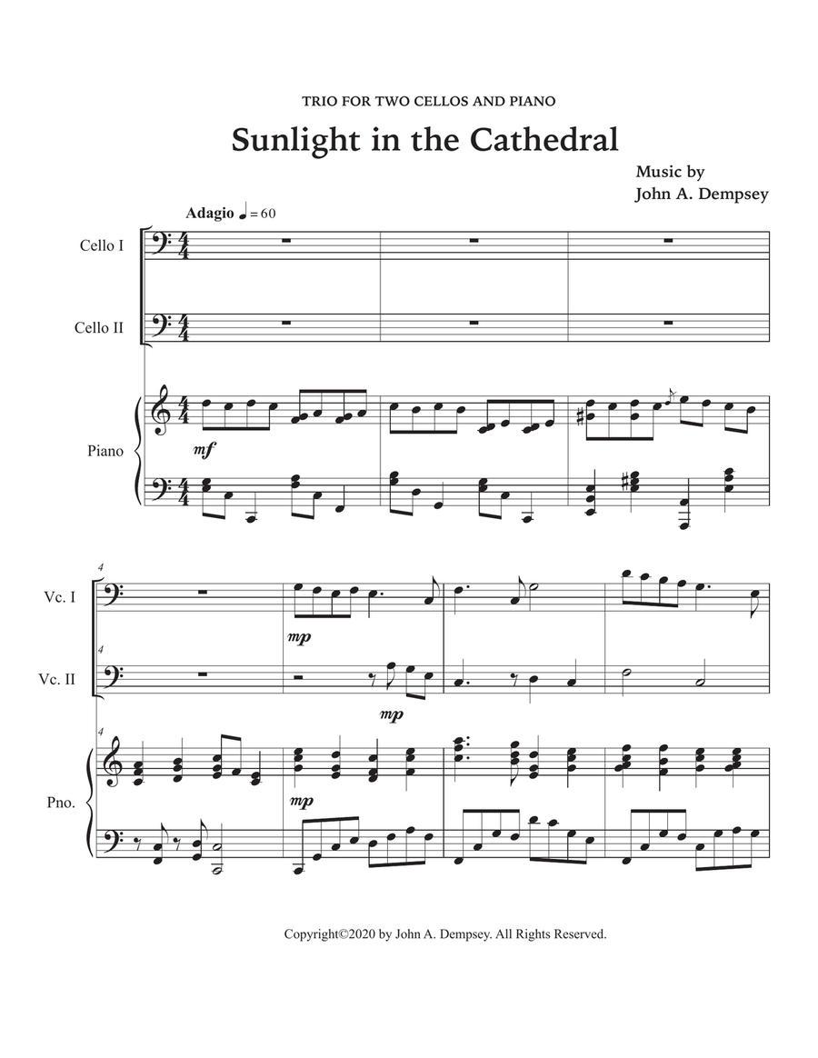 Sunlight in the Cathedral (Mountain Prelude): Trio for Two Cellos and Piano String Duet scores gallery preview page 5