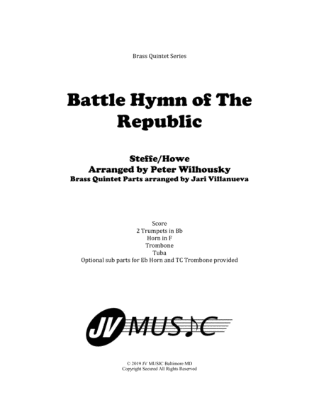 Battle Hymn of the Republic Brass Quintet Parts image number null