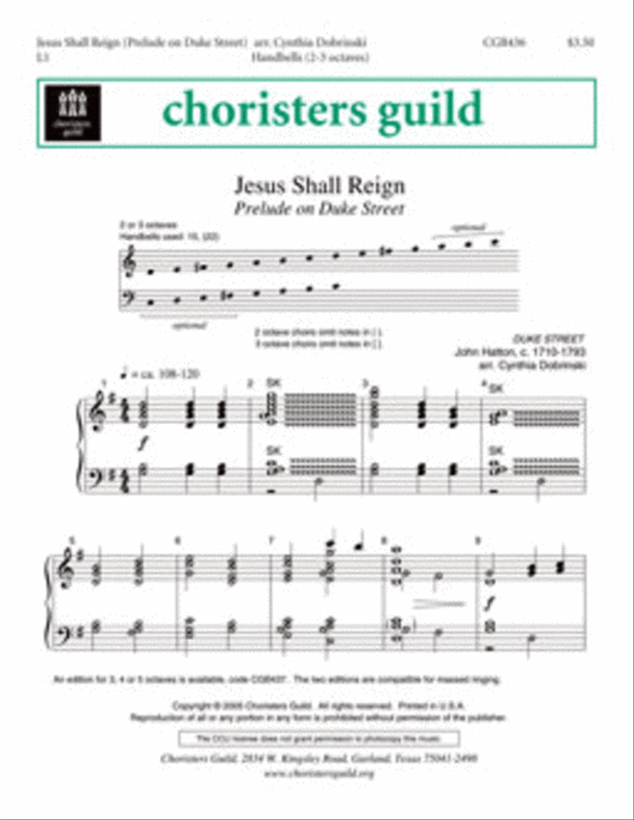 Jesus Shall Reign [Prelude on Duke Street] (2 - 3 octaves) 3-Octaves scores gallery preview page 1