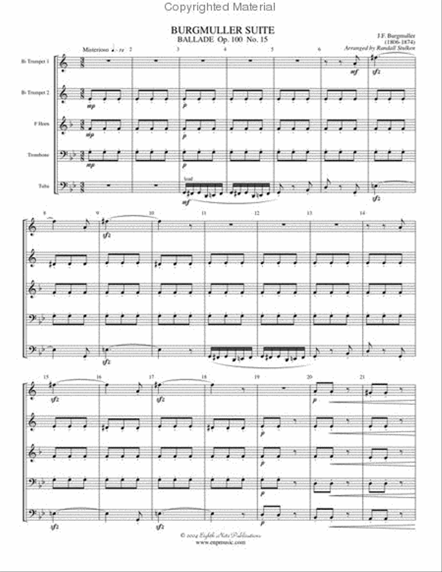 Burgmuller Suite Brass Quintet scores gallery preview page 2
