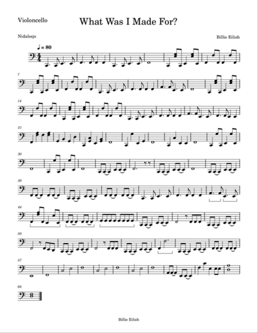 What Was I Made For? String Quartet scores gallery preview page 5