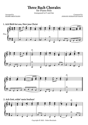 Three Bach Chorales in C and Am - Piano Solo (original bass line)