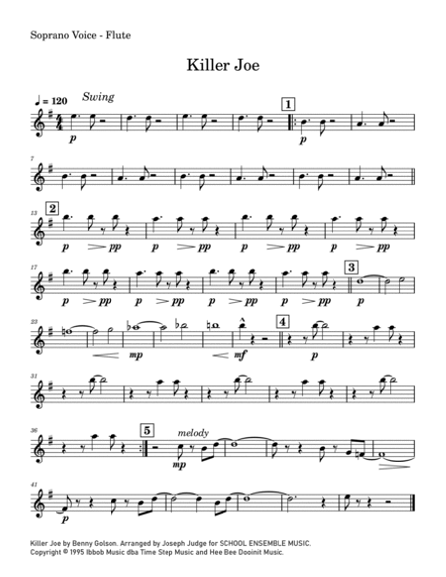 Cool Joe, Mean Joe (killer Joe) Woodwind Quartet scores gallery preview page 5