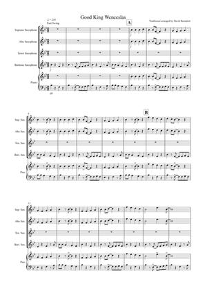Good King Wenceslas (Jazzy Style!) for Saxophone Quartet