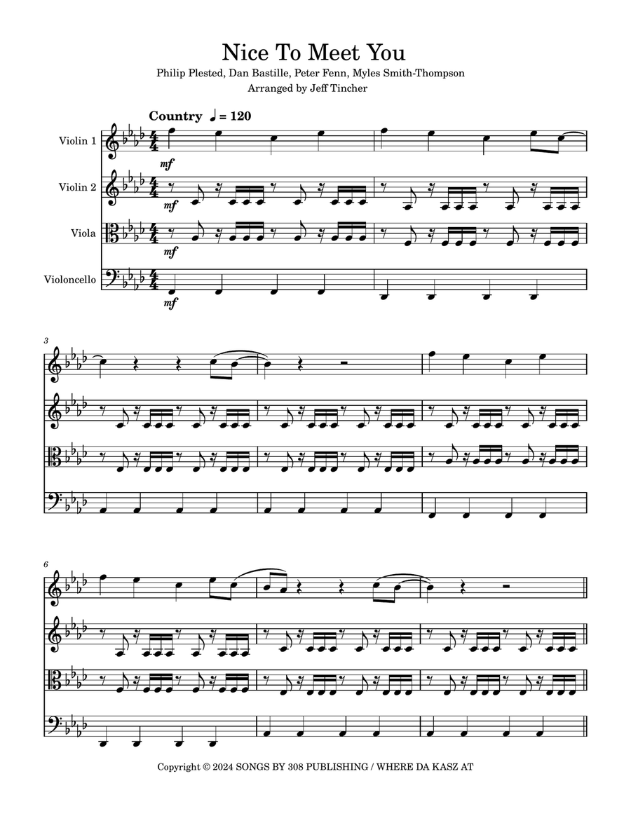 Nice To Meet You Nice To Meet You String Quartet scores gallery preview page 2