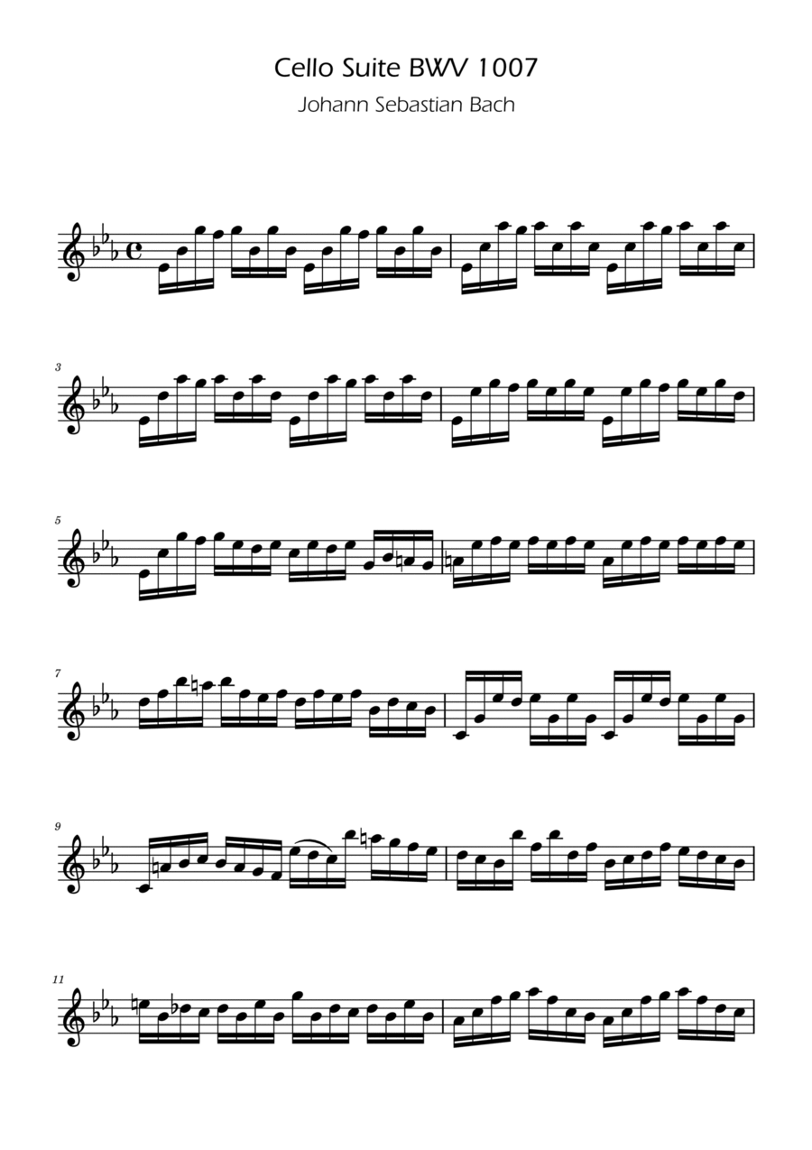 Bach Cello Suite No. 1 - Clarinet in A A Clarinet scores gallery preview page 1
