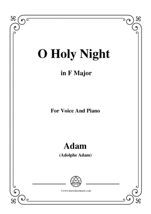 Book cover for Adam-O Holy night cantique de noel in F Major, for Voice and Piano